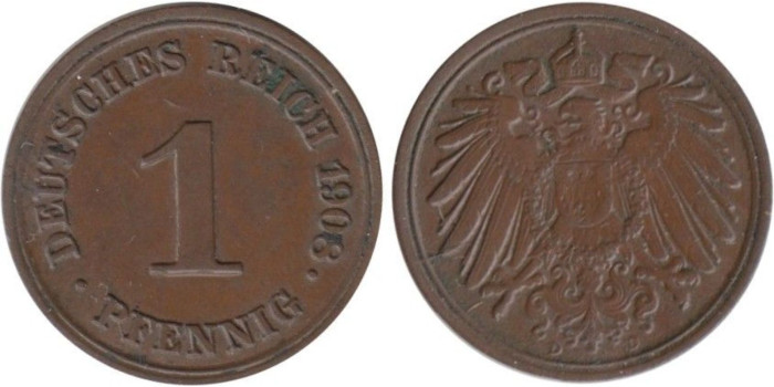 ALEMANIA IMPERIO - K-010 - 1 PFENNIG 1908 D , MBC