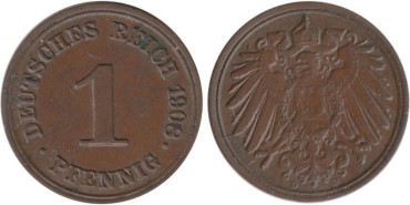 ALEMANIA IMPERIO - K-010 - 1 PFENNIG 1908 D , MBC