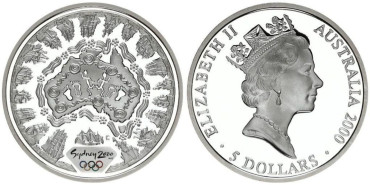 AUSTRALIA - K-0372- 5 Dollars 2000 MAPA. PROOF - PLATA