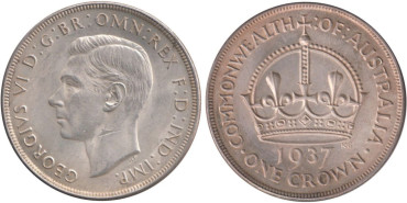 AUSTRALIA - K-0034 - 1 crown 1937 , SC plata