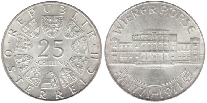 AUSTRIA - K-2910 - 25 SCHILLING 1971 , SC  plata