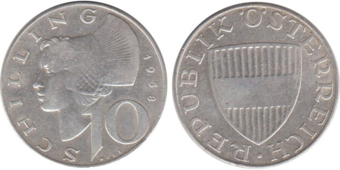 AUSTRIA - K-2882 - 10 SCHILLING 1959 , MBC plata