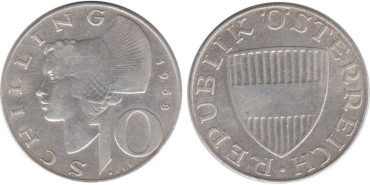 AUSTRIA - K-2882 - 10 SCHILLING 1959 , MBC plata