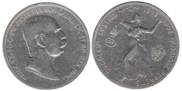 AUSTRIA - K-2809 - 5 Coronas 1908, BC, plata