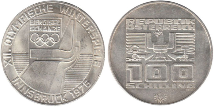 AUSTRIA - K-2929, 100 SCHILLING 1976, PROOF plata