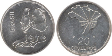 BRASIL  K-583.- 20 CRUZEIROS 1972 , SC  plata