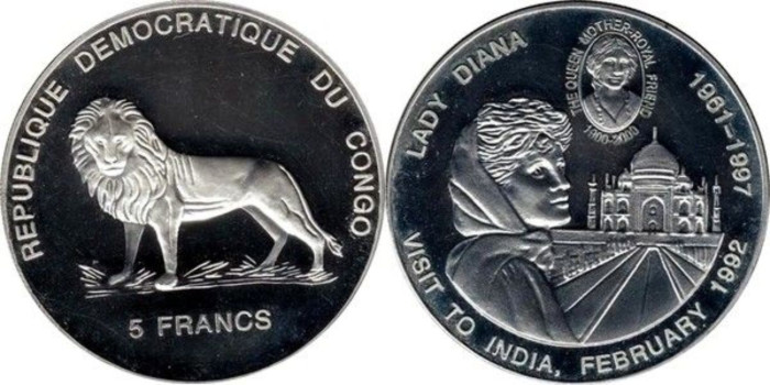 CONGO - Rep.DEMOCRATICA K-63, 5 Francos 2000 - proof plata
