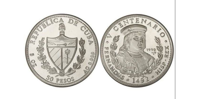 CUBA - K-295 -  50 Pesos 1990. PLATA PROOF