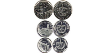 CUBA - K-575-576-577,  5,10 Y 25 CENTAVOS pesos convertibles EBC.