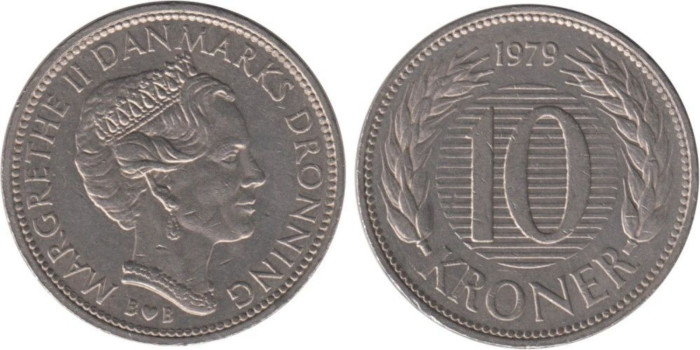 DINAMARCA - K-864 - 10 KRONER 1979, MBC
