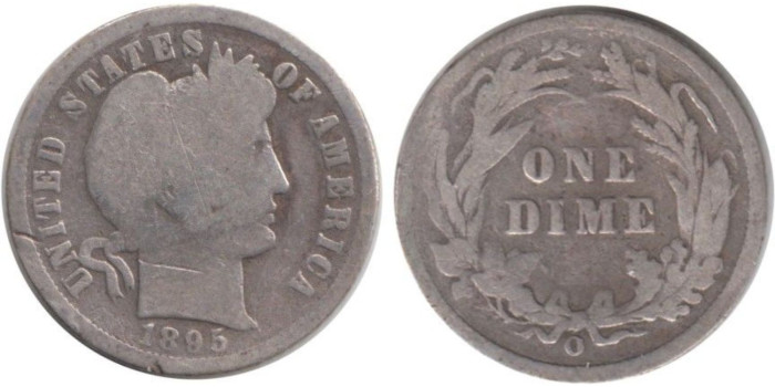 ESTADOS UNIDOS - K-113 - 1 DIME1895"O" , RC-  plata