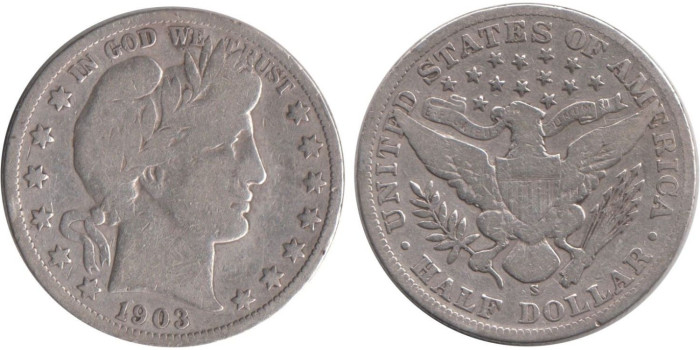 ESTADOS UNIDOS - K-116 - 1/2 DOLAR 1903S , BC  plata