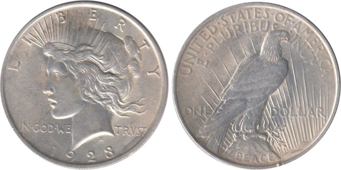 ESTADOS UNIDOS - K-150 - 1 DOLAR 1923 , EBC  plata