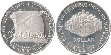 ESTADOS UNIDOS - K-220 - 1 DOLAR 1987 , PROOF plata