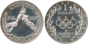 ESTADOS UNIDOS - K-222, 1 DOLAR 1988 S PROOF plata