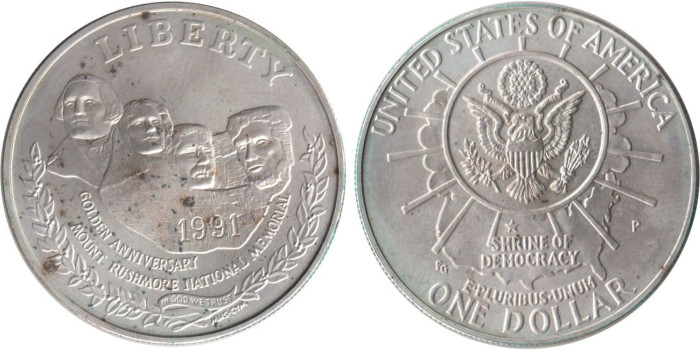 ESTADOS UNIDOS - K-229 - 1 DOLAR 1991 p, SC plata