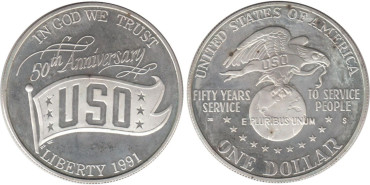 ESTADOS UNIDOS - K-232 - 1 DOLAR 1991 s, SC plata