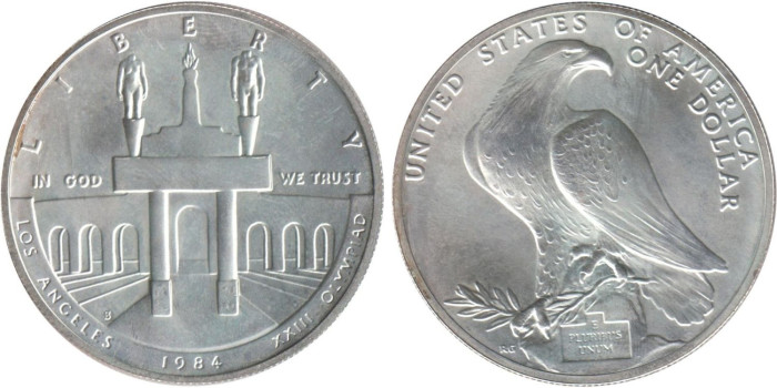 ESTADOS UNIDOS - K-210 - 1 DOLAR 1984 , SC. PLATA