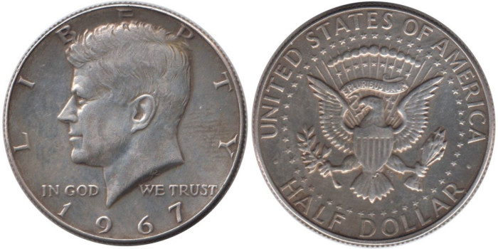 ESTADOS UNIDOS - K-202a - 1/2 DOLAR 1967 , EBC  plata