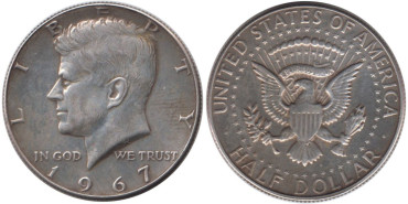 ESTADOS UNIDOS - K-202a - 1/2 DOLAR 1967 , EBC  plata