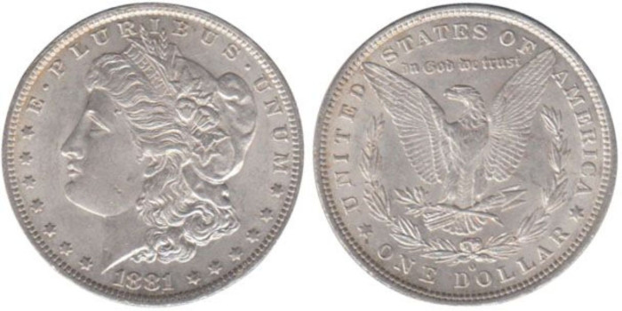 ESTADOS UNIDOS - K-110 - 1 DOLAR 1881 O,EBC,  plata
