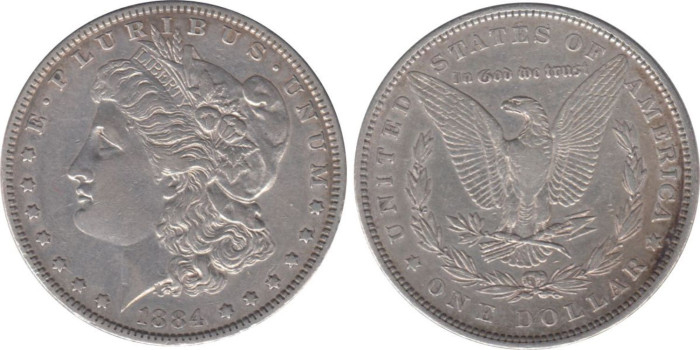 ESTADOS UNIDOS - K-110 - 1 DOLAR 1884 O,MBC,  plata