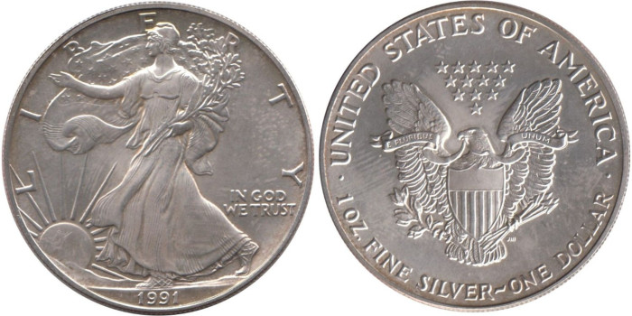ESTADOS UNIDOS - K-273 - 1 DOLAR 1991 SC. PLATA
