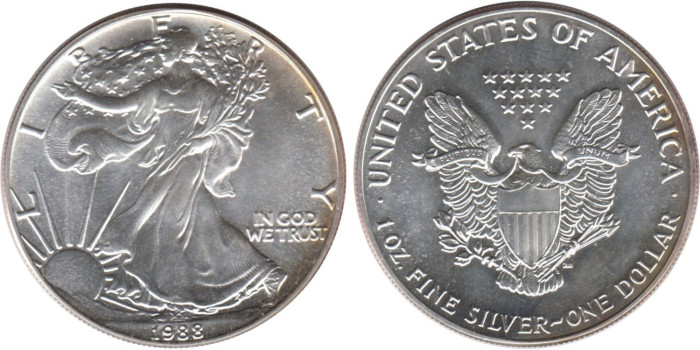 ESTADOS UNIDOS - K-273 - 1 DOLAR 1988 , SC  PLATA