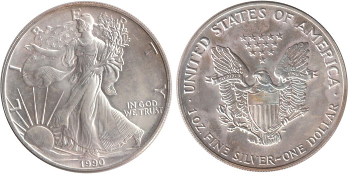 ESTADOS UNIDOS - K-273 - 1 DOLAR 1990 SC. PLATA