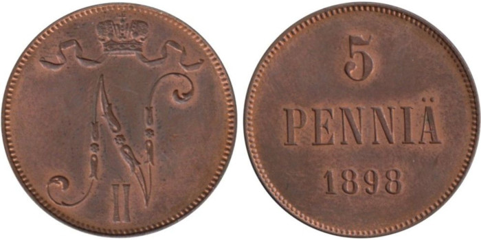 FINLANDIA - K-015 - 5 PENNIA 1897 SC