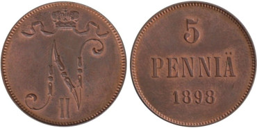 FINLANDIA - K-015 - 5 PENNIA 1897 SC