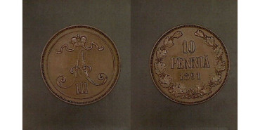 FINLANDIA - K-012 - 10 PENNIA 1891 EBC