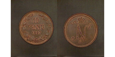 FINLANDIA - K-014 - 10 PENNIA 1897 SC