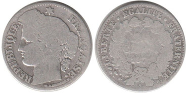 FRANCIA - K-0834.1 - 50 CENTIMOS 1871A  , RC  plata