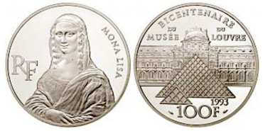 FRANCIA - K-1017 100 Francos 1993, PROOF PLATA