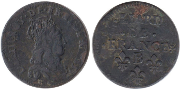 FRANCIA - K-0192 - 1 LIARD  1657 B , MBC´-