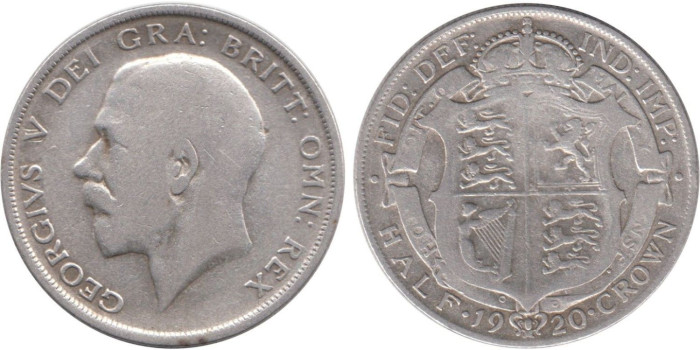 GRAN BRETAÑA - K-0818 - 1/2 CROW 1920 , MBC  plata