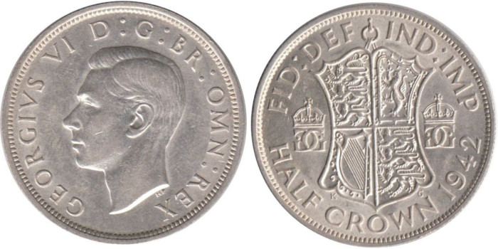 GRAN BRETAÑA - K-0856 - 1/2 CROW 1942 , MBC  plata