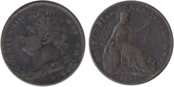 GRAN BRETAÑA - K-0677 ,  FARTHING 1821 MBC