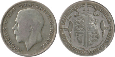 GRAN BRETAÑA - K-0818 - 1/2 CROW 1921 , RC  plata