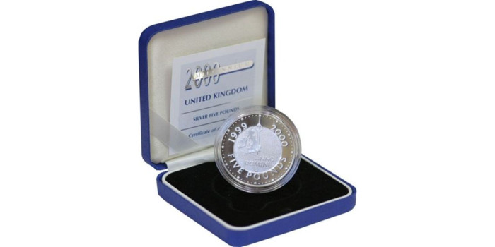 GRAN BRETAÑA - K-1006a - 5 LIBRAS PROOF plata