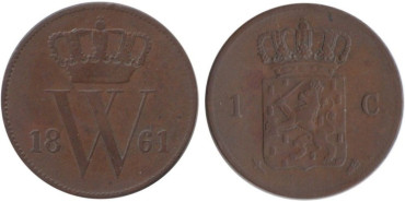 HOLANDA - K-100 - 1 CENTAVOS 1861 , MBC+