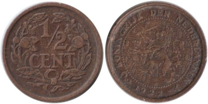 HOLANDA - K-138 - 1/2 CENTAVO 1922 , MBC