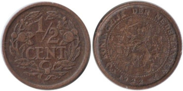 HOLANDA - K-138 - 1/2 CENTAVO 1922 , MBC