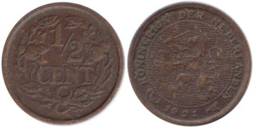 HOLANDA - K-138 - 1/2 CENTAVO 1921 , MBC