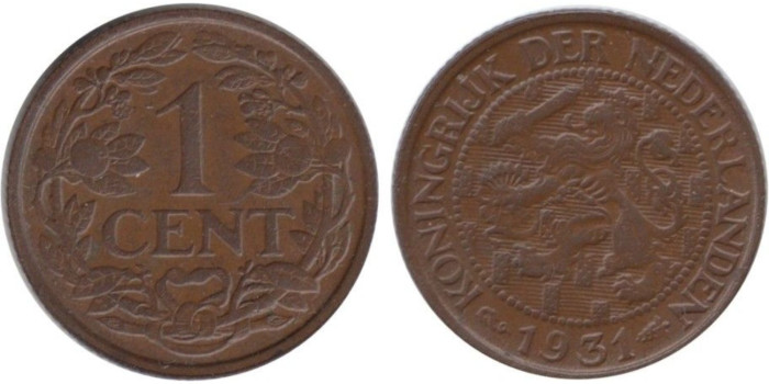 HOLANDA - K-152 - 1 CENTAVO 1931 , MBC+