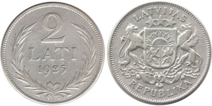 LETONIA - K-08 - 2 LATIS 1925 , MBC  plata