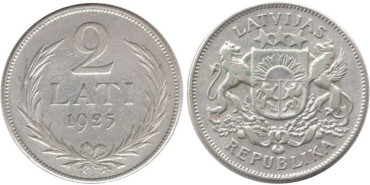 LETONIA - K-08 - 2 LATIS 1925 , MBC  plata