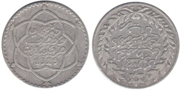 MARRUECOS - K-023 - 1/4 RIAL 1329, EBC plata