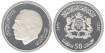 MARRUECOS - K-065, 50 DIRHAM 1975, Proof,  plata